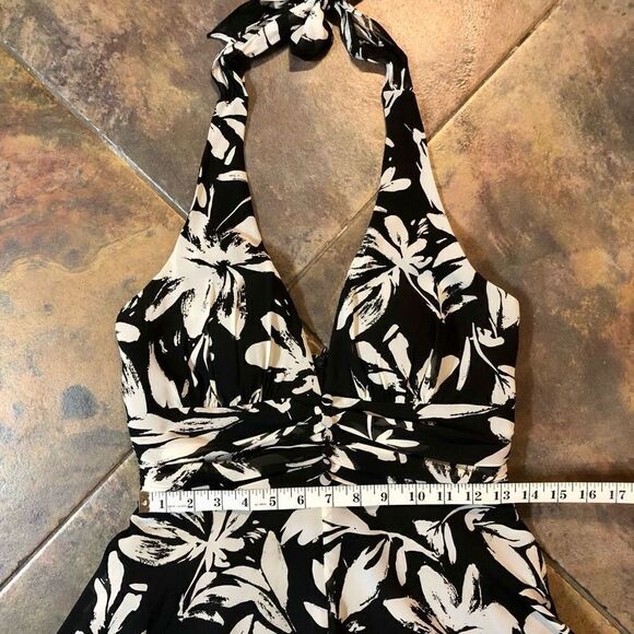 White House Black Market Women’s Floral Halter Tie Neck Sundress Size 4 - Picture 8 of 14
